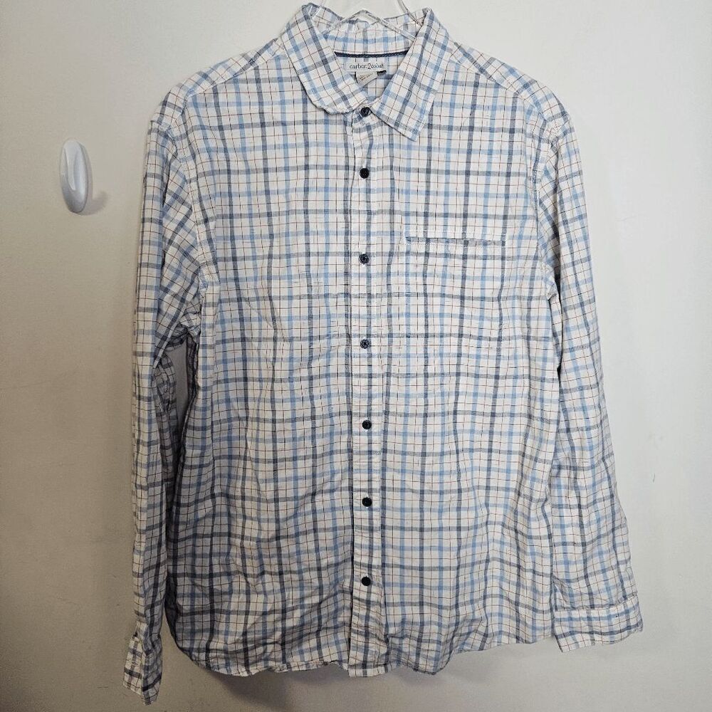 Carbon2Cobalt Long Sleeve Button Down Checked Plaid Shirt 133347 100% Cotton Men